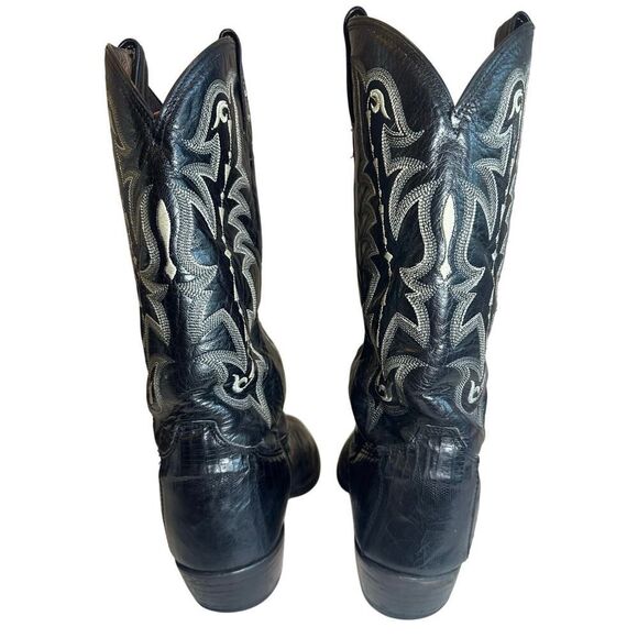 VTG Tony Lama Exotic Collection Western Boot Black Teju Lizard Leather Men SZ 9D - Picture 4 of 12